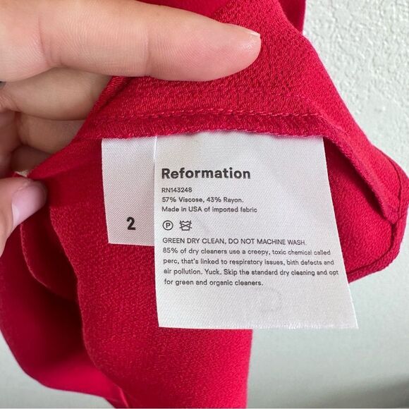 Reformation Isabel Midi Dress Size 2 in Cherry Red - Picture 7 of 11